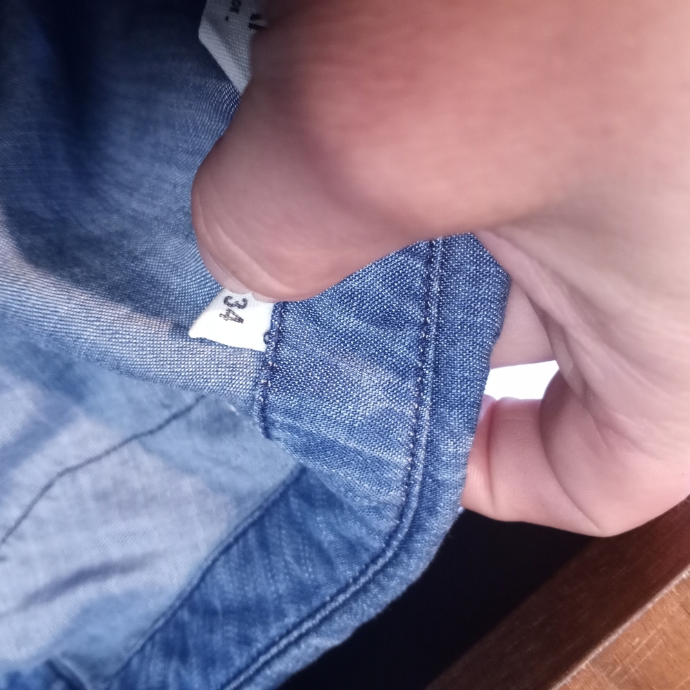 NAF NAF Chambray S/S Dress w/Ruffled Neckline - Picture 3 of 6